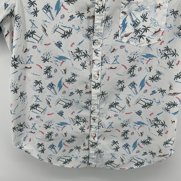 Original Penguin White&Blue Surfer&Beach Design Casual Button Down Shirt Sz Lg - Picture 4 of 11